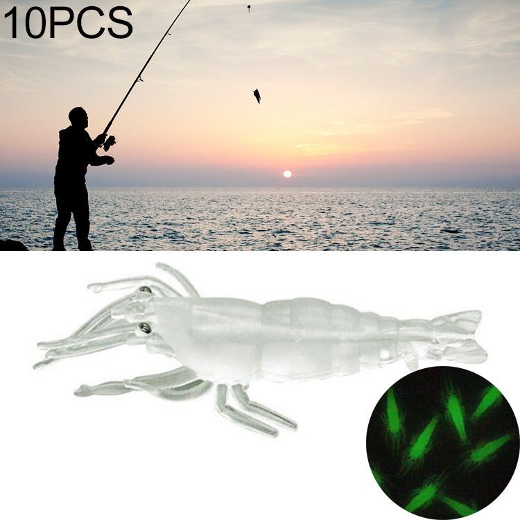 10 leurres souples de pêche de 4 cm Popper Poper, crevette rose, crevette verte, crevette transparente, crevette artificielle, crevette lumineuse