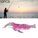 10 leurres souples de pêche de 4 cm Popper Poper, crevette rose, crevette verte, crevette transparente, crevette artificielle, crevette lumineuse