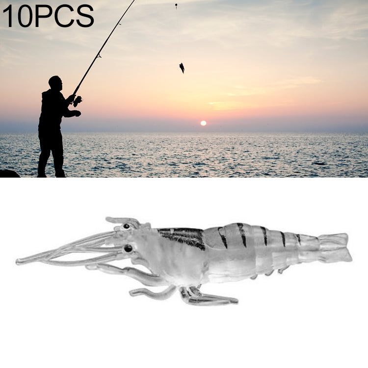10 leurres souples de pêche de 4 cm Popper Poper, crevette rose, crevette verte, crevette transparente, crevette artificielle, crevette lumineuse