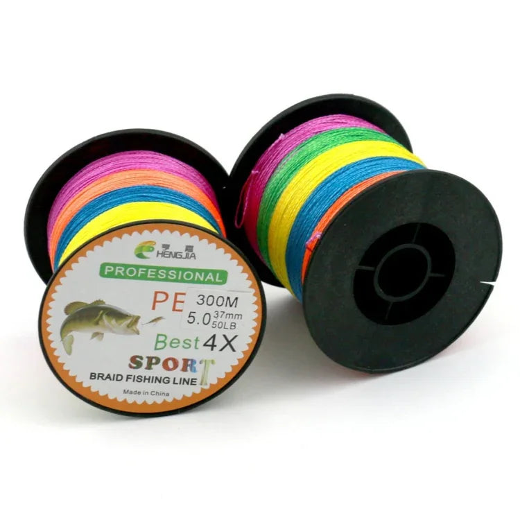 HENGJIA Coloré 2.0# 0.24mm 28LB 11.3kg Tension 300m Ligne de Pêche Tressée PE 4 Brins Extra Forte Ligne de Cerf-Volant, 2.0# 0.24mm 28LB