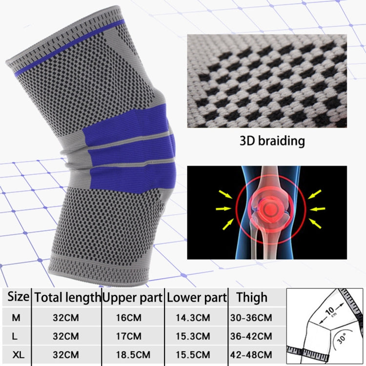 Protection de genou en silicone tricotée pour fitness en plein air, support à ressort anti-collision, Taille : XL, Taille : XL
