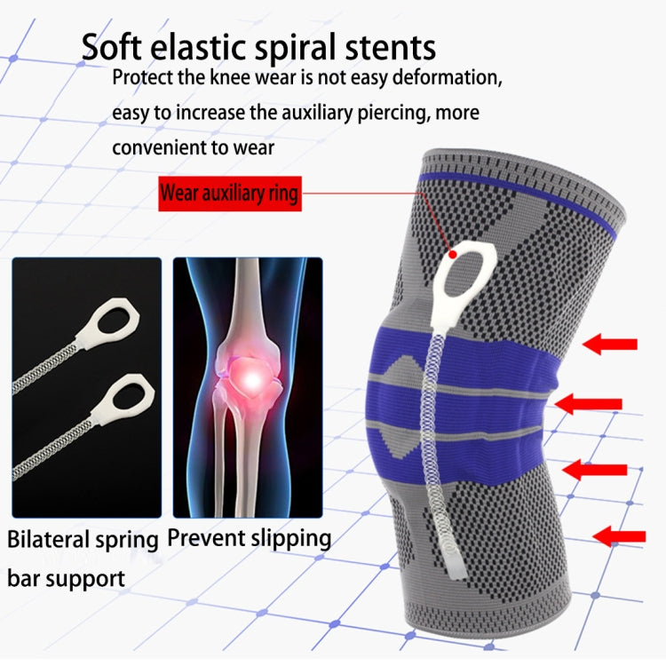 Protection de genou en silicone tricotée pour fitness en plein air, support à ressort anti-collision, Taille : XL, Taille : XL
