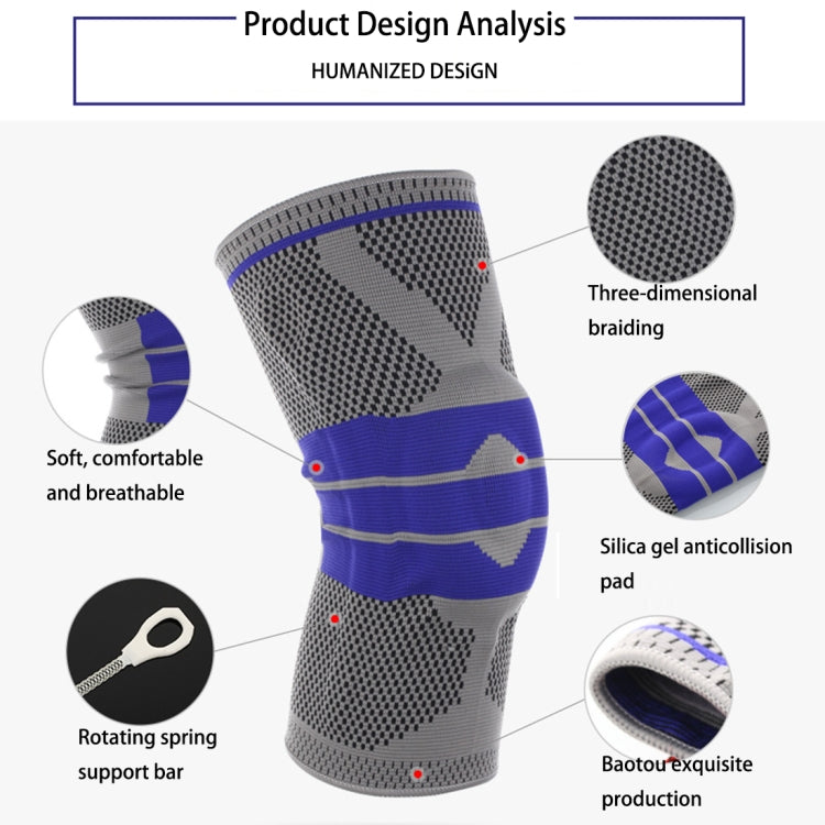 Protection de genou en silicone tricotée pour fitness en plein air, support à ressort anti-collision, Taille : XL, Taille : XL