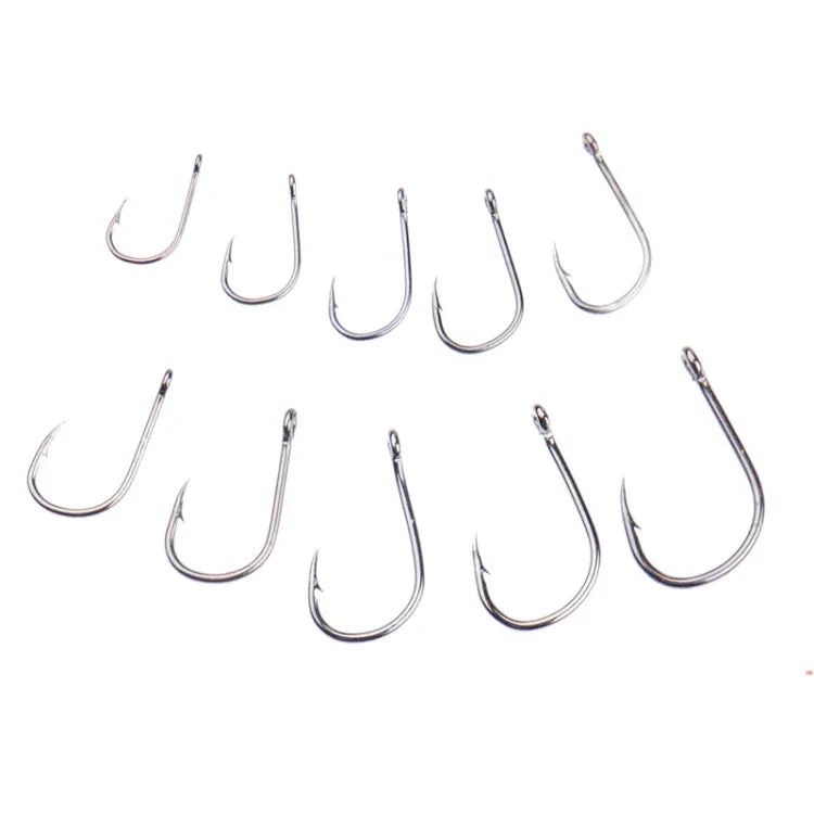 500 hameçons barbelés de pêche tailles mixtes avec œillet, 3-12# avec œillet