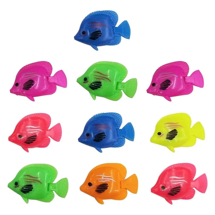 10 pièces Articles pour aquarium Décoration Poisson flottant en plastique factice, Taille : 5*3cm, Décoration poisson factice pour aquarium
