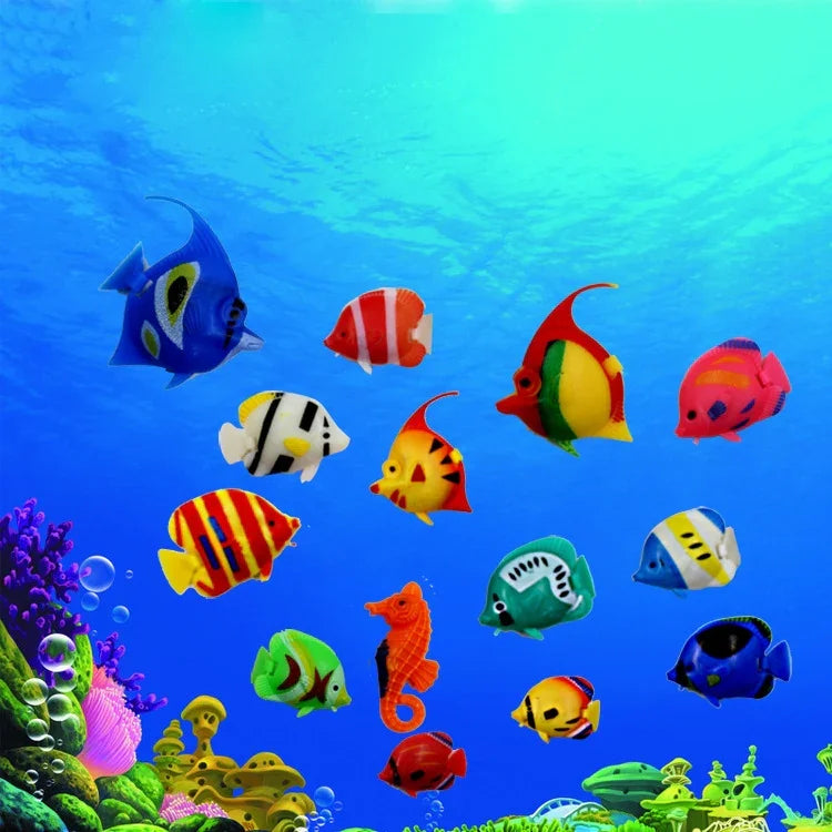 10 pièces Articles pour aquarium Décoration Poisson flottant en plastique factice, Taille : 5*3cm, Décoration poisson factice pour aquarium