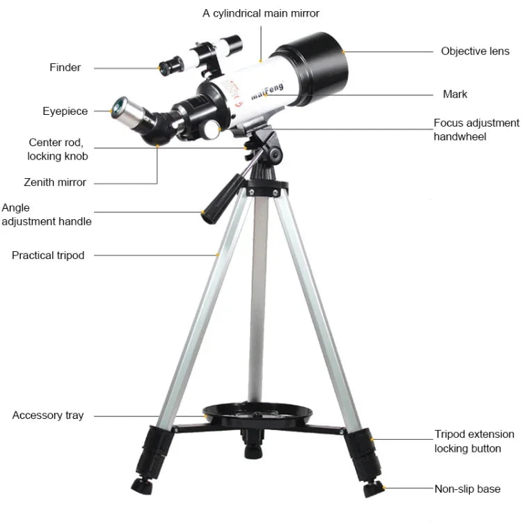 Maifeng40070 Télescope astronomique haute définition High Times 233x70 avec trépied, 233 x 70