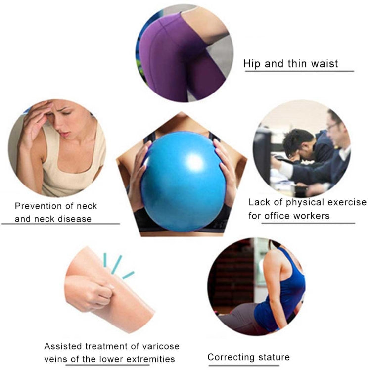 Mini balle de yoga Pilates en PVC anti-explosion pour fitness équilibré et gymnastique, avec paille, diamètre : 25 cm, 25 cm (bleu), 25 cm (violet)