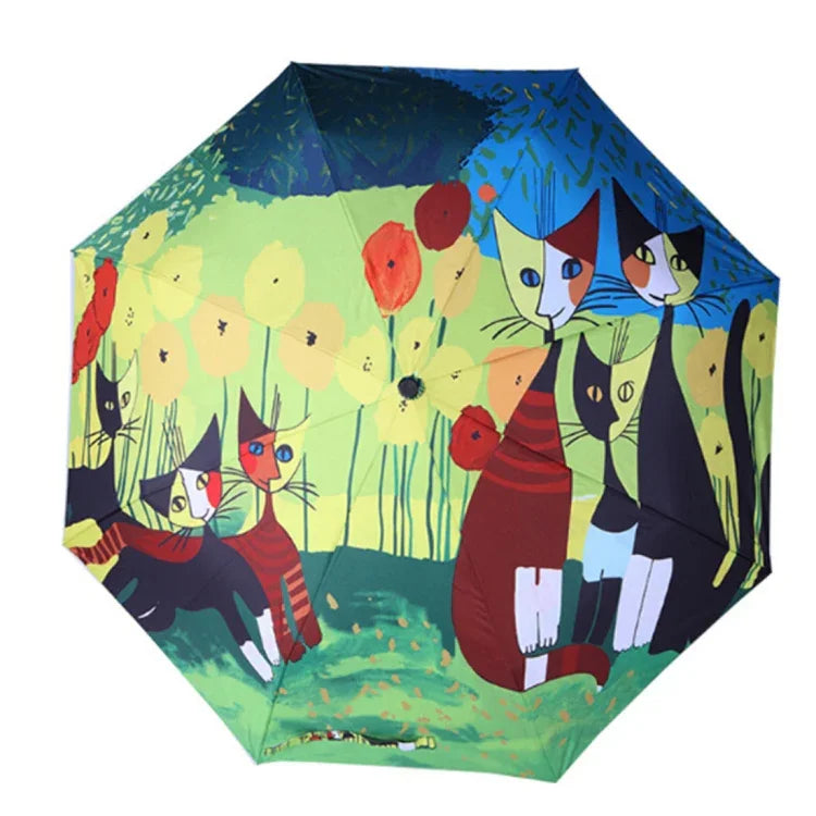 Parapluie pliant trois volets style frais créatif avec ruban argenté anti-UV, OG3876A, OG3876B, OG3876C