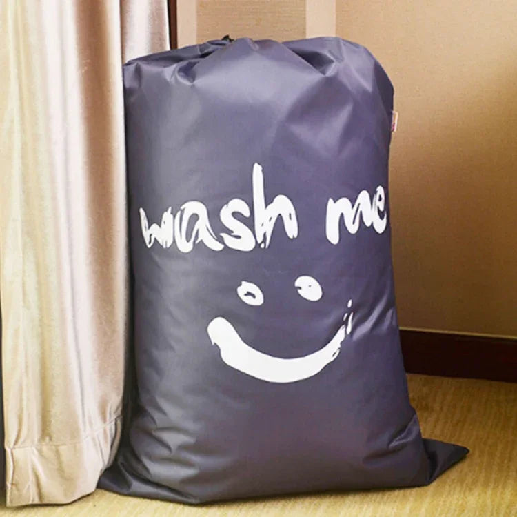 Sac de rangement avec cordon de serrage en nylon, motif visage souriant, pour la maison, les couettes, les vêtements, les voyages