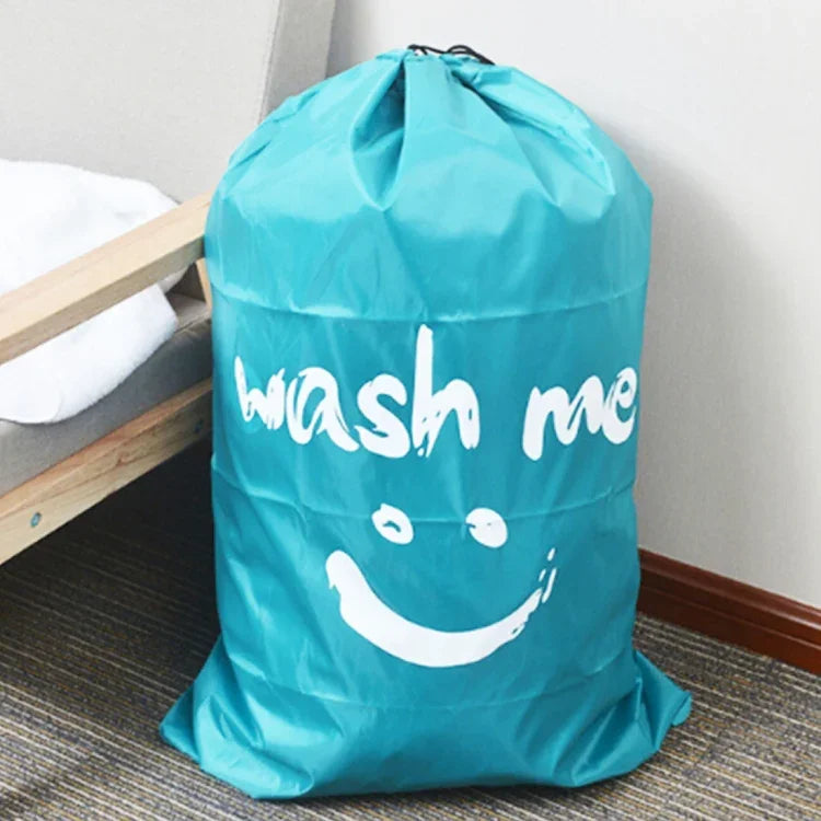 Sac de rangement avec cordon de serrage en nylon, motif visage souriant, pour la maison, les couettes, les vêtements, les voyages
