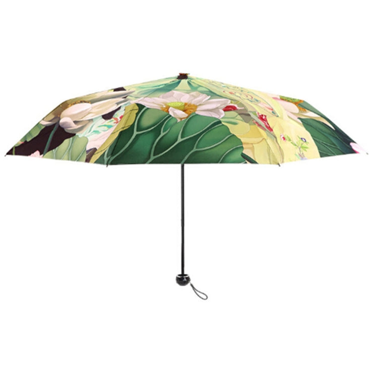 Parapluie pliant trois volets style frais créatif avec ruban argenté anti-UV, OG3884A, OG3884B