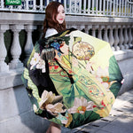 Parapluie pliant trois volets style frais créatif avec ruban argenté anti-UV, OG3884A, OG3884B