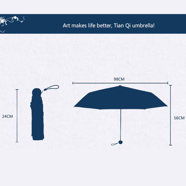 Parapluie pliant trois volets style frais créatif avec ruban argenté anti-UV, OG3884A, OG3884B