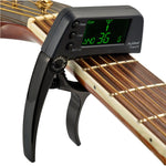 Accordeur de guitare professionnel à pince, accordeur chromatique Loftstyle avec écran LCD rotatif et rétroéclairage, capo de guitare utilisable d'une seule main