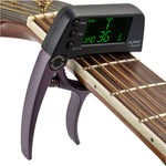 Accordeur de guitare professionnel à pince, accordeur chromatique Loftstyle avec écran LCD rotatif et rétroéclairage, capo de guitare utilisable d'une seule main