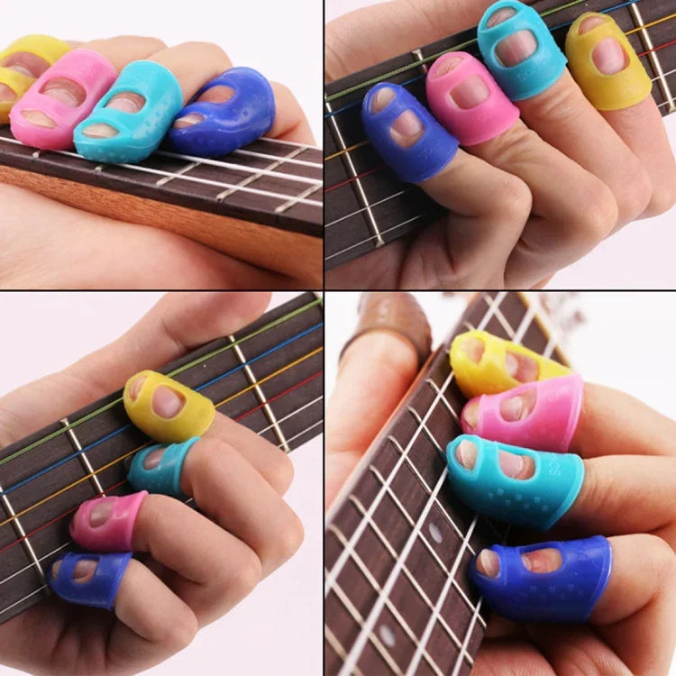 Lot de 10 protège-doigts anti-douleur pour guitare et ukulélé (taille S), couleur aléatoire.