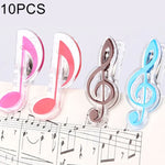 Lot de 10 pinces à livres en forme de notes de musique, en acier inoxydable et polypropylène (PP), couleur aléatoire.