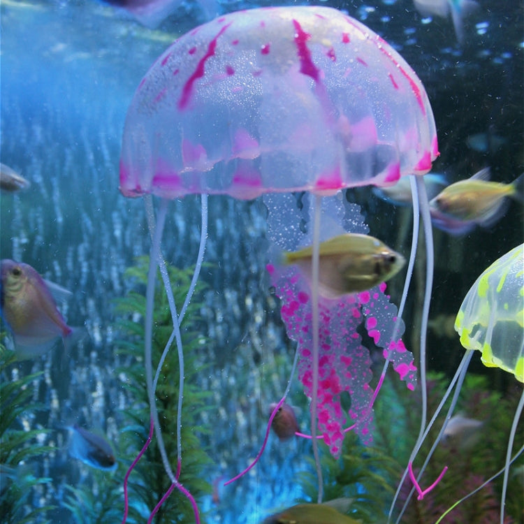 Articles pour aquarium Décoration Silicone Simulation Ventouse Fluorescente Méduse, Taille : 8*20cm, 8cm