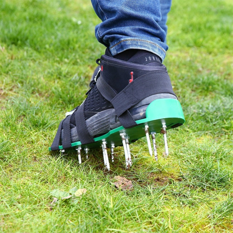 Chaussures à pointes pour déchiqueter l'herbe, outils de jardin pour pelouse, avec 8 boucles métalliques (noir), avec 8 boucles métalliques (vert)