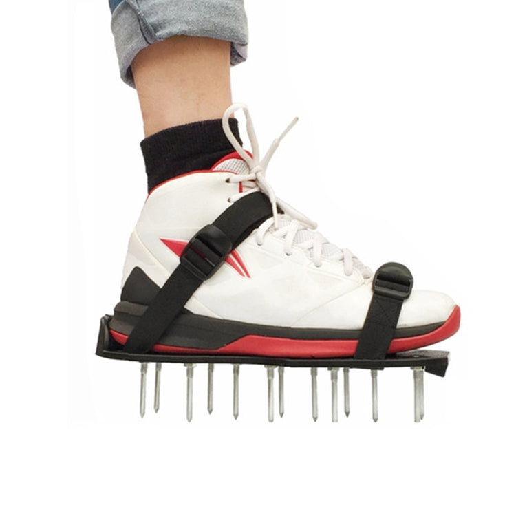 Chaussures à pointes pour déchiqueter l'herbe, outils de jardin pour pelouse, avec 4 boucles en plastique (noir), avec 4 boucles en plastique (vert)