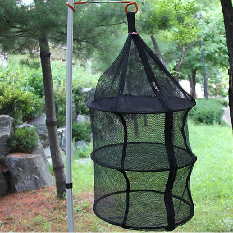 Camping Pique-nique Pliable Vaisselle Légumes Fruits Filet de séchage Suspendu Rack de séchage de Vaisselle (Noir), Filet de séchage rond