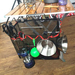 Support de rangement pliable en maille pour pique-nique et camping, avec support en métal pour ustensiles de cuisine, Support pour ustensiles de cuisine