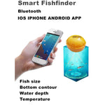 Détecteur de poisson Bluetooth Sondeur 125KHz Capteur 0.6-36m Localisateur de profondeur Alarme de recherche de poissons pour téléphones mobiles iOS et Android, Portée de fonctionnement : 0.6-36m