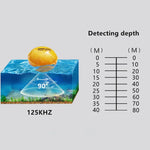 Détecteur de poisson Bluetooth Sondeur 125KHz Capteur 0.6-36m Localisateur de profondeur Alarme de recherche de poissons pour téléphones mobiles iOS et Android, Portée de fonctionnement : 0.6-36m