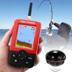Détecteur de poisson sans fil XJ-01 Sonde sonar 125KHz Capteur de profondeur 0,6-36m Détecteur de poissons avec écran LCD 2,4 pouces et antenne, Capteur de température d'eau intégré, XJ-01