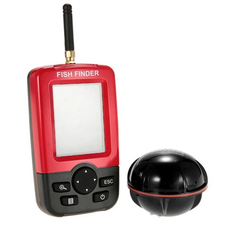 Détecteur de poisson sans fil XJ-01 Sonde sonar 125KHz Capteur de profondeur 0,6-36m Détecteur de poissons avec écran LCD 2,4 pouces et antenne, Capteur de température d'eau intégré, XJ-01