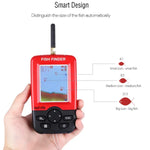 Détecteur de poisson sans fil XJ-01 Sonde sonar 125KHz Capteur de profondeur 0,6-36m Détecteur de poissons avec écran LCD 2,4 pouces et antenne, Capteur de température d'eau intégré, XJ-01