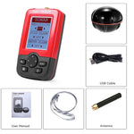Détecteur de poisson sans fil XJ-01 Sonde sonar 125KHz Capteur de profondeur 0,6-36m Détecteur de poissons avec écran LCD 2,4 pouces et antenne, Capteur de température d'eau intégré, XJ-01