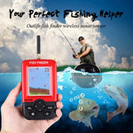 Détecteur de poisson sans fil XJ-01 Sonde sonar 125KHz Capteur de profondeur 0,6-36m Détecteur de poissons avec écran LCD 2,4 pouces et antenne, Capteur de température d'eau intégré, XJ-01