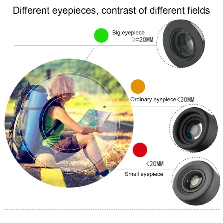 Mini télescope de poche 2,5x17,5mm avec boucle pour doigt, 2,5x17,5 Noir, 2,5x17,5 Or