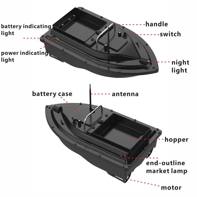 Bateau amorceur intelligent D16 RC 2 kg de chargement 500 m, D16