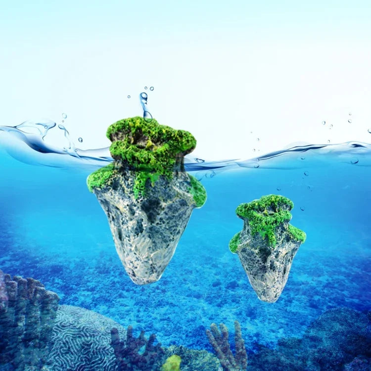 Décoration d'aquarium Pierre ponce flottante suspendue Aquarium artificiel Acuarios Mousse Roche volante Ornement aquatique Paysage, Petite taille : 5,8 x 9,2cm, Pierre flottante Petite taille : 5,8 x 9,2cm