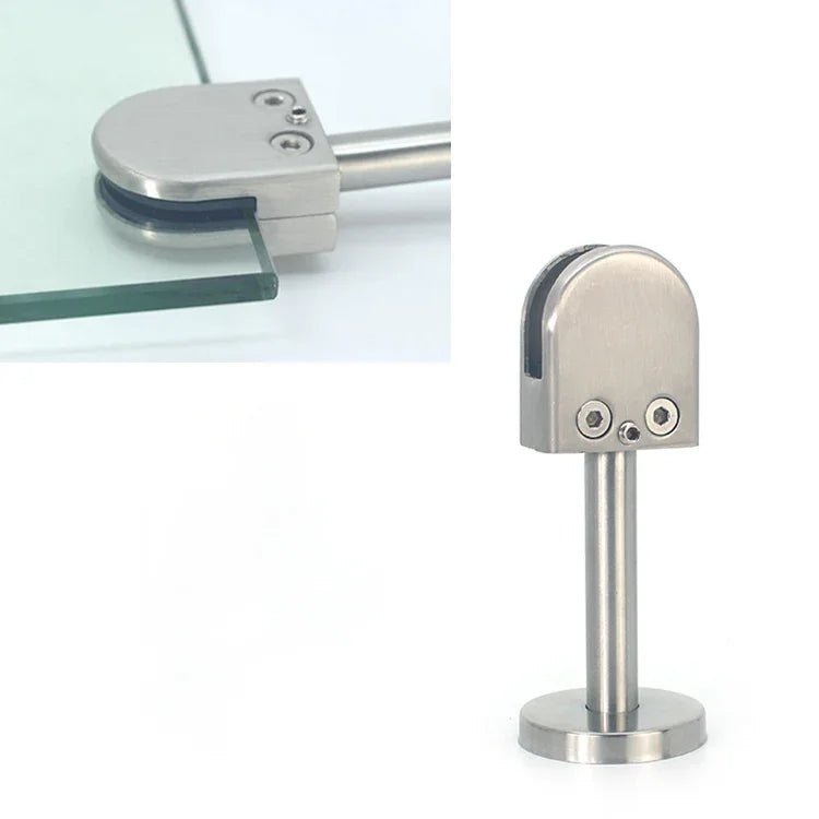 201 Stainless Steel Glass Fish Mouth Support Rod Fixing Clip with 14x80mm Rod, Specification: L, L, with 14x80mm Rod