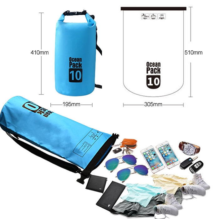 Sac étanche extérieur à une épaule, sac sec, sac baril en PVC, capacité : 10L, capacité : 10L (Rose), capacité : 10L (Vert), capacité : 10L (Bleu ciel), capacité : 10L (Jaune), capacité : 10L (Noir), capacité : 10L (Bleu foncé), capacité : 10L (Orange)