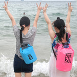 Outdoor Waterproof Double Shoulder Bag Dry Sack PVC Barrel Bag, Capacity: 30L, Capacity: 30L (Sky Blue), Capacity: 30L (Yellow), Capacity: 30L (Black), Capacity: 30L (Dark Blue), Capacity: 30L (Orange), Capacity: 30L (Pink), Capacity: 30L (Green)