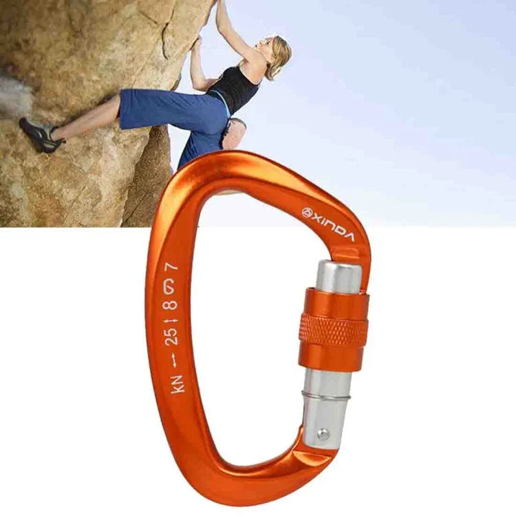 XINDA XD-Q9628 Mousqueton maître en forme de D professionnel, boucle de sécurité, équipement d'escalade extérieur, XD-Q9628 (noir), XD-Q9628 (orange), XD-Q9628 (bleu)