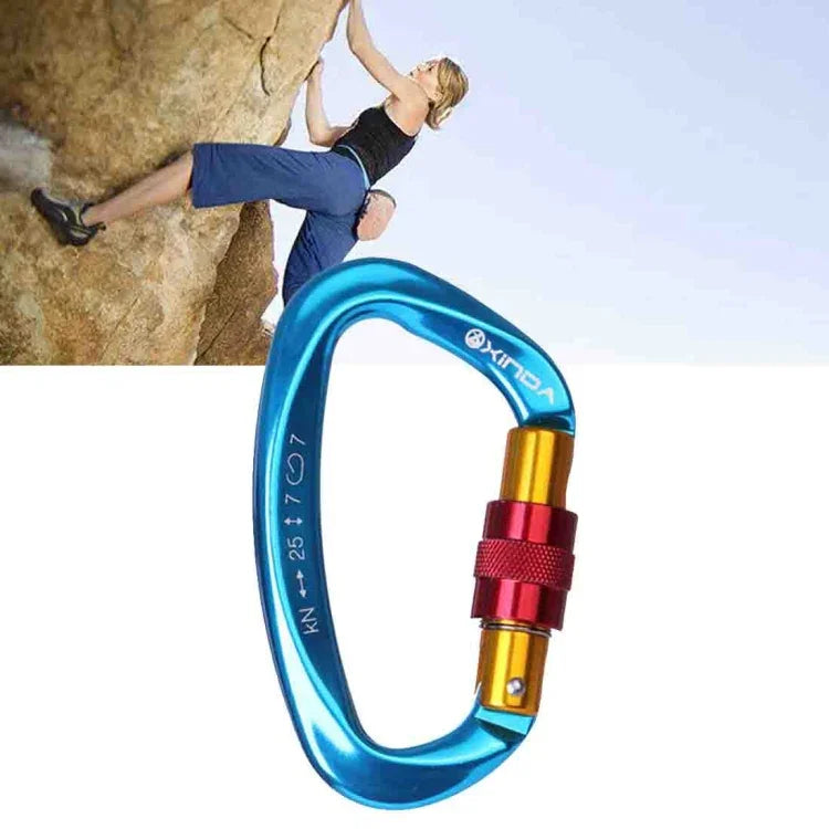 XINDA XD-Q9628 Mousqueton maître en forme de D professionnel, boucle de sécurité, équipement d'escalade extérieur, XD-Q9628 (noir), XD-Q9628 (orange), XD-Q9628 (bleu)