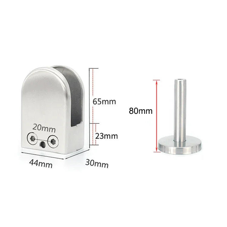 Clip de fixation pour tige de support bouche de poisson en verre en acier inoxydable 304 avec tige 14x80mm, Spécification : XL, XL, avec tige 14x80mm