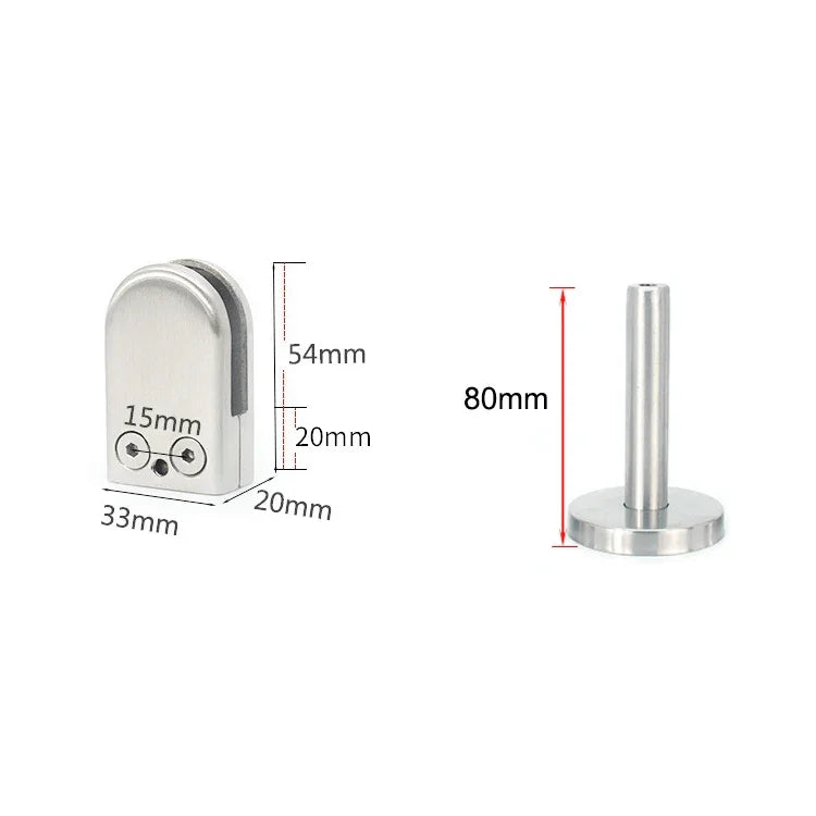 Support de tige de fixation pour verre à bouche de poisson en acier inoxydable 304 avec tige 14x80mm, Spécification : S, S, avec tige 14x80mm