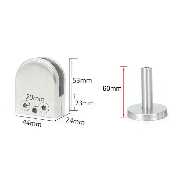 Support de tige de fixation pour verre à bouche de poisson en acier inoxydable 304 avec tige 14x60mm, Spécification : M, M, avec tige 14x60mm