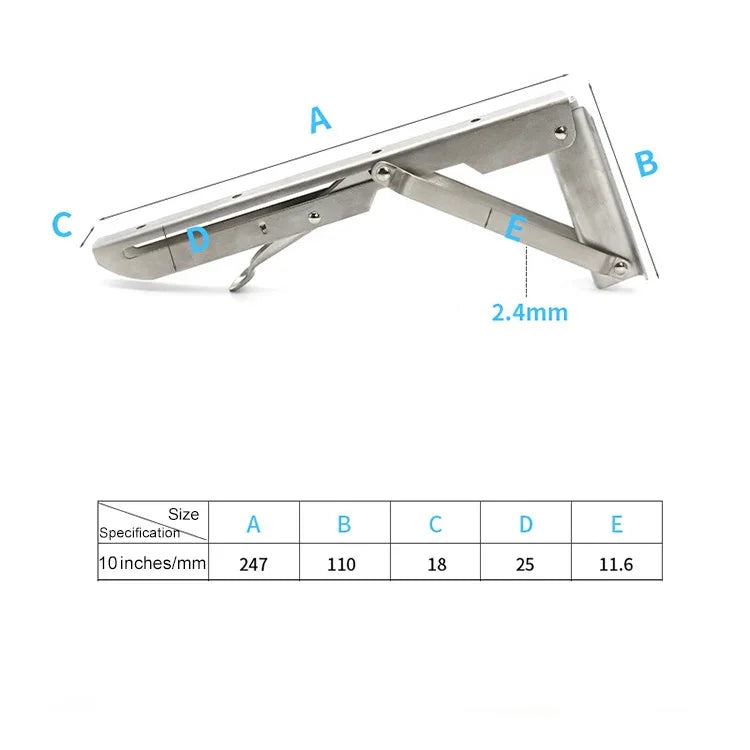 2 pcs étagère de rangement murale pliante en acier inoxydable à ressort de type K de 10 pouces pour table à manger, 10 pouces