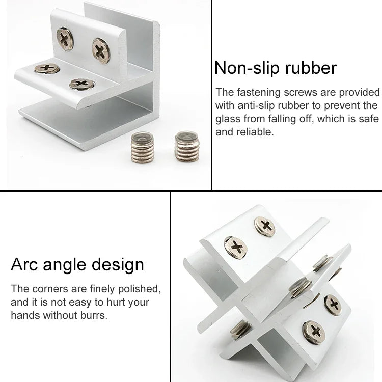 Pince combinée en alliage d'aluminium pour verre, clip de fixation de cloison d'armoire de type T, clipé 8-10mm, clipé de type T 8-10mm