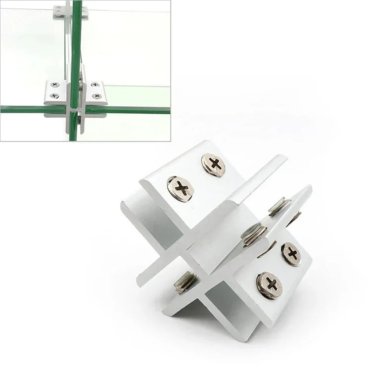 Pince combinée en alliage d'aluminium pour verre de type croix, clip de fixation de cloison d'armoire, clipé 8-10mm, clipé de type croix 8-10mm