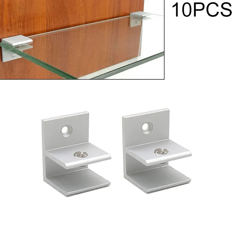 10 pièces pince de fixation combinée en alliage d'aluminium de type F pour verre, clip de fixation de cloison d'armoire, taille : S, clipsé 5-10mm, type F, S, clipsé 5-10mm