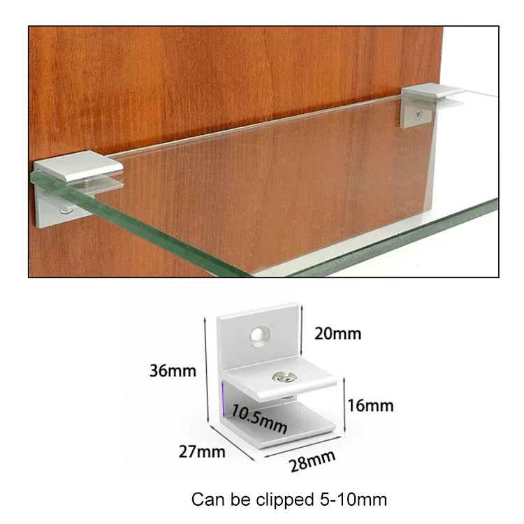 10 pièces pince de fixation combinée en alliage d'aluminium de type F pour verre, clip de fixation de cloison d'armoire, taille : S, clipsé 5-10mm, type F, S, clipsé 5-10mm